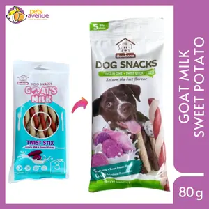 CEMILAN ANJING/HOWBONE DOG SNACK GOAT MILK SWEET POTATO TWIST STIX 80G