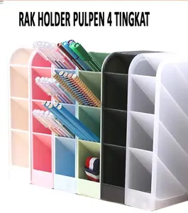 Rak Tempat penyimpanan Alat tulis pen pensil gunting /Lipstik 4tingkat