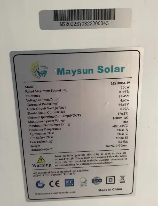 Solar panel surya Mono 100wp Maysun 9BB 3