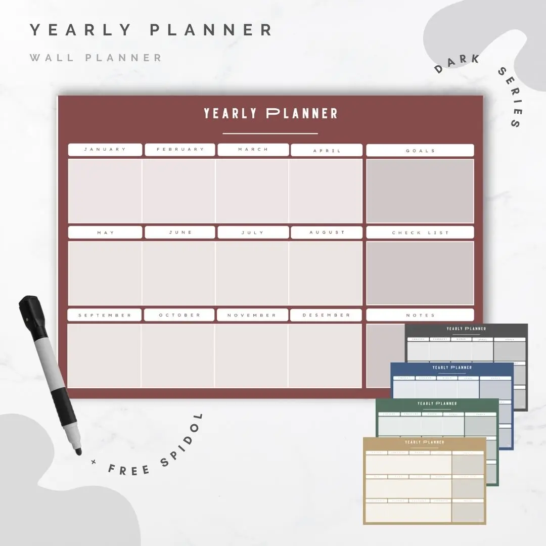 MONTHLY PLANNER / WEEKLY PLANNER - DARK SERIES -WALL PLANNER (A3/A4)