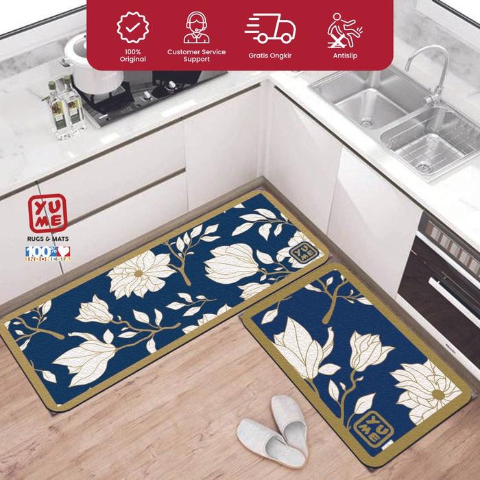 Gambar Paket Keset Dapur Anti Slip YUME 40X60+50X120 Motif Moonstone Peony dari Amore Collections_NEW Kota Surabaya Tokopedia