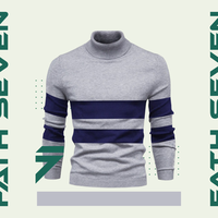Gambar Turtle Neck Sweater Rajut Pria Korea Bahan Tebal Kerah Tinggi Belang dari Maxe Id Kota Cimahi 5 Tokopedia