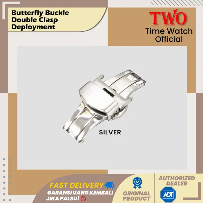 Gambar Automatic Push Button Buckle Butterfly Clasp 14mm 16mm 18mm 20mm 22mm - Silver, 18mm dari Alexandre Christie Indonesia Kota Bandung 3 Tokopedia