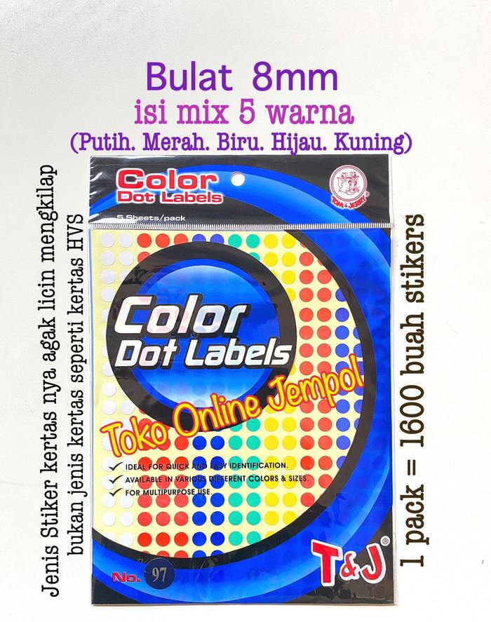 Gambar BULAT 8mm MIX Warna no.97 Label Tom and Jerry Color DOT ATK1431TJ dari Toko Online Jempol Kota Administrasi Jakarta Pusat Tokopedia