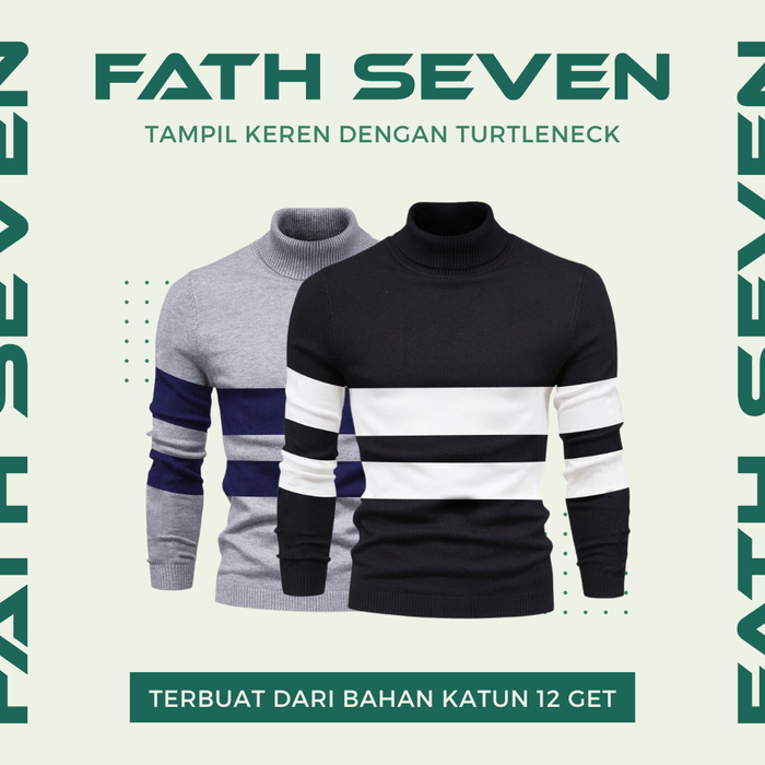 Gambar Turtle Neck Sweater Rajut Pria Korea Bahan Tebal Kerah Tinggi Belang dari Maxe Id Kota Cimahi Tokopedia