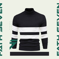 Gambar Turtle Neck Sweater Rajut Pria Korea Bahan Tebal Kerah Tinggi Belang dari Maxe Id Kota Cimahi 4 Tokopedia