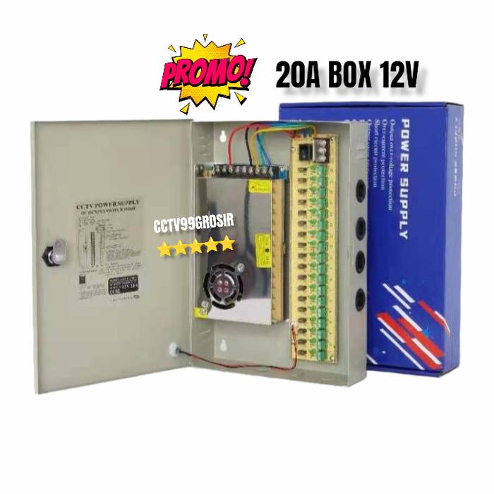 Gambar cctv power supply 20a 12v with box + Kabel Power dari CCTV99GROSIR Kota Administrasi Jakarta Pusat Tokopedia