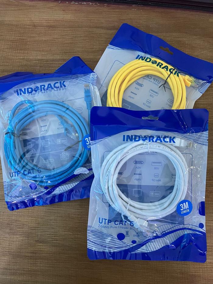 Jual INDORACK KABEL LAN CAT6 PATCH CORD UTP - 3 METER - Biru - Kota ...