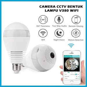 IP Camera CCTV Bulb WiFi Panoramic V380 Lampu Bohlam VR Spy Cam Owlcam