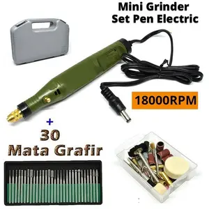 Mini Drill Bor Listrik set Grinder Engrave Pen Micro Mini Electric Speed 18000Rpm + 30 Mata Grafir Poles Ukur DIY