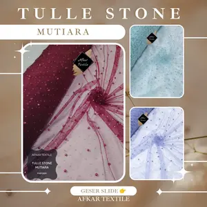 [PANJANG 0.5 METER] Tille Stone / Tulle Stone / Tille Polos Mutiara Stone
