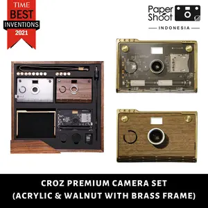 CROZ Premium Paper Shoot Camera Set (Acrylic & Walnut w/Brass Frame)