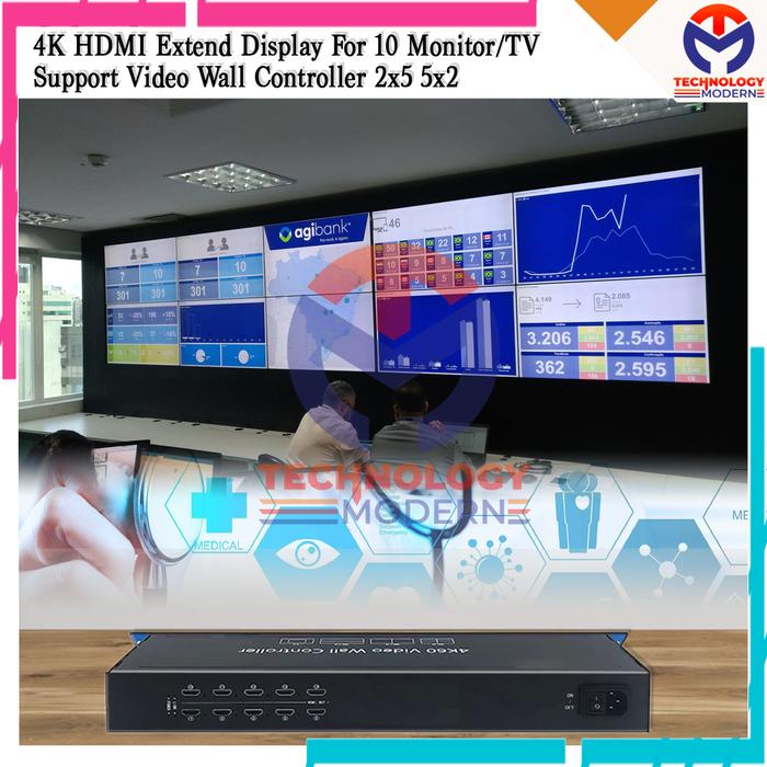 Jual 4K Video Wall Controller 2x5 5x2 Support Extend 10 Monitor Display ...