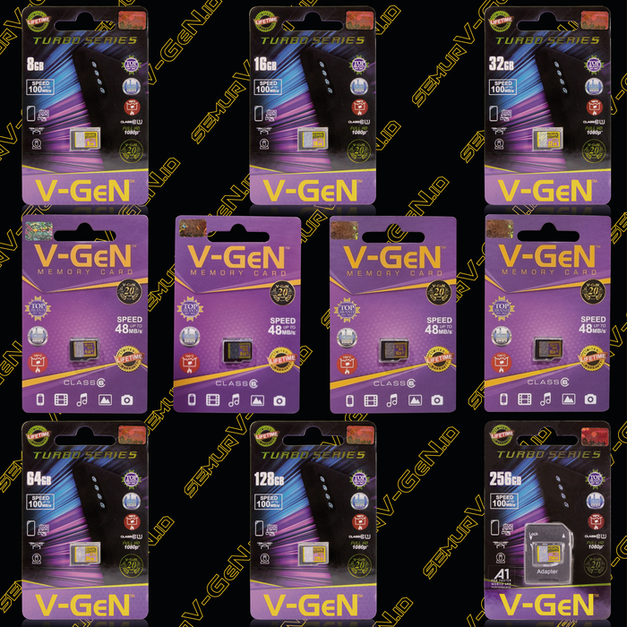 Turbo128 Jual Micro SD 4gb 8gb 16gb 32gb 64gb 128gb 256gb Class 10 V-GEN Memory ...