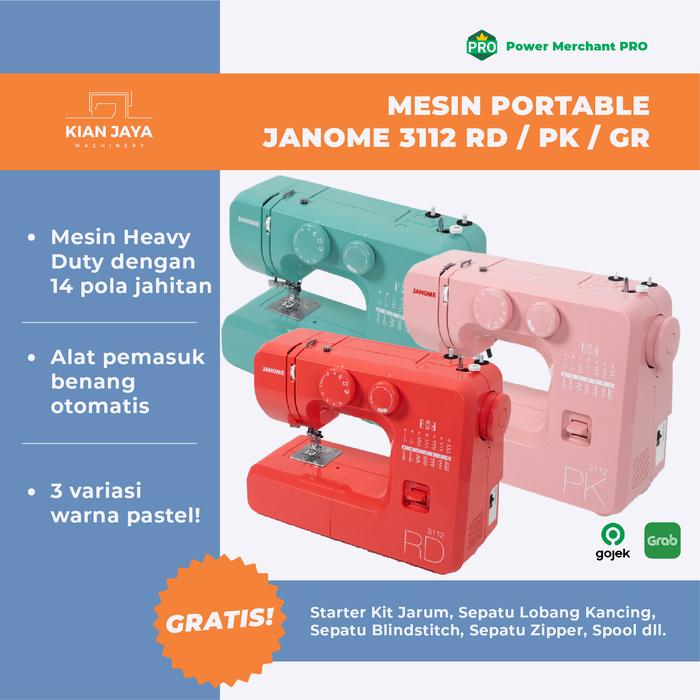 Gambar Mesin Jahit Portable Janome 3112 Pink / Red / Green dari Kianjaya Machinery Kota Bandung Tokopedia