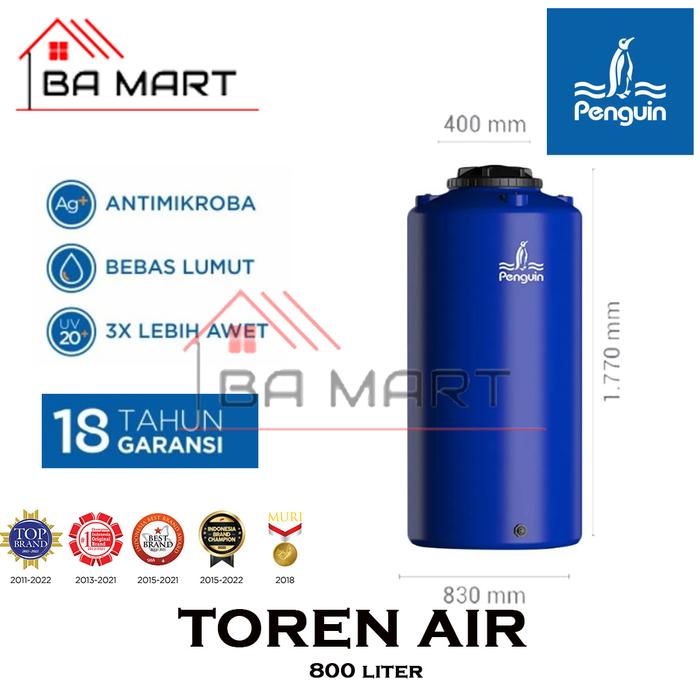 Jual TANGKI TANDON TOREN AIR WATER TANK PENGUIN SLIM TALL RAMPING 800L ...