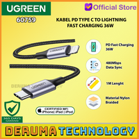 Gambar UGREEN Kabel Charger USB C Lightning iPhone 12 13 Pro Max MFI PD 20W - BLACK - 1M dari DERUMA TECHNOLOGY OFFICIAL Kota Administrasi Jakarta Barat 1 Tokopedia