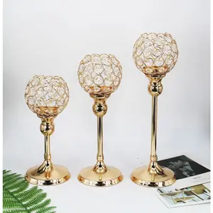 Luxury Crystal Candle Holder empat Lilin Kristal Bulat Mosaic