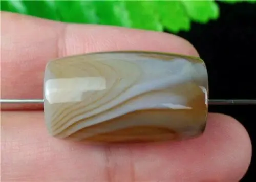 Natural Stripes Agate Manik Crystal Bead Heigth Hole Barrel 1