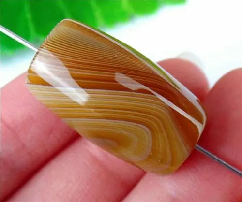 Natural Stripes Agate Manik Crystal Bead Heigth Hole Barrel 3