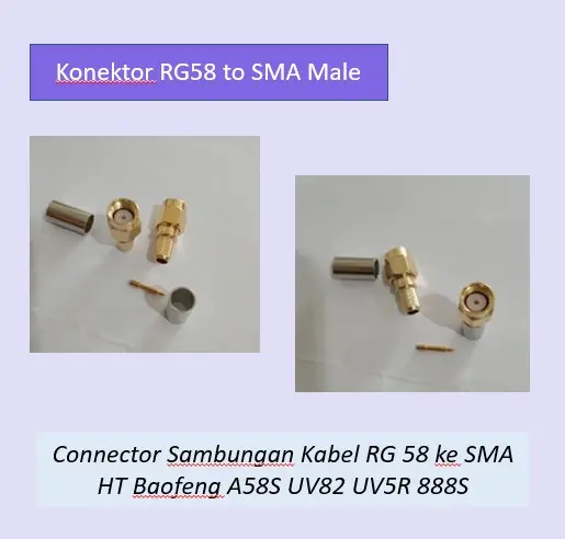 Konektor RG58 to SMA Male M Connector Sambungan Kabel RG 58 ke SMA HT