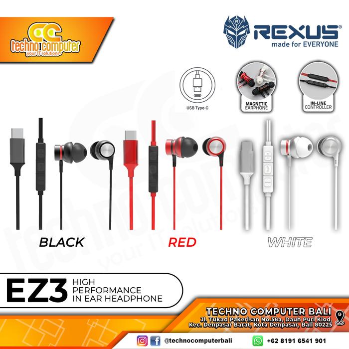 Gambar EARPHONE REXUS EZ3 Type-C - Gaming Earphone dari Techno Computer Bali Kota Denpasar Tokopedia
