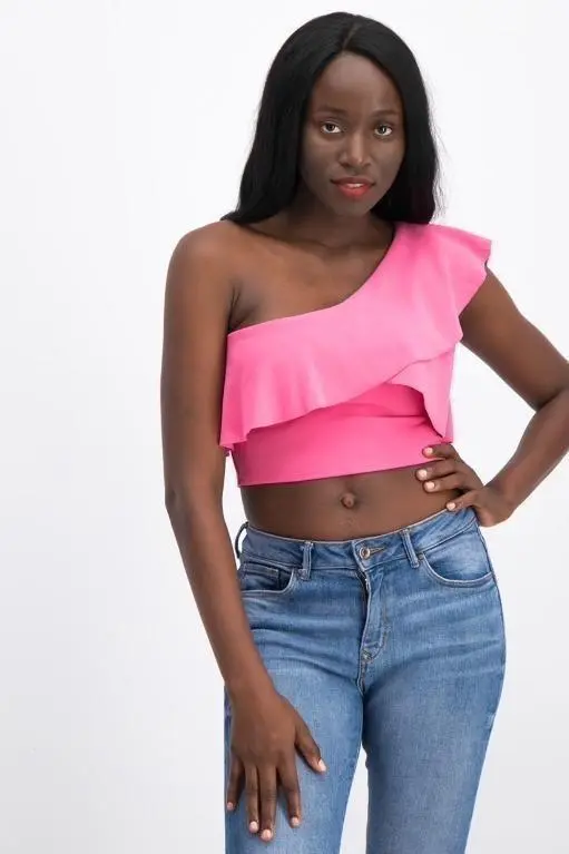 STRADIVARIUS PINK ONE SHOULDER TOP