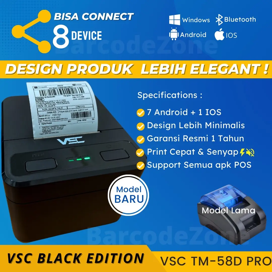 MINI THERMAL PRINTER BLUETOOTH VSC TM-58D PRO 58mm SUPPORT MOKAPOS PDF