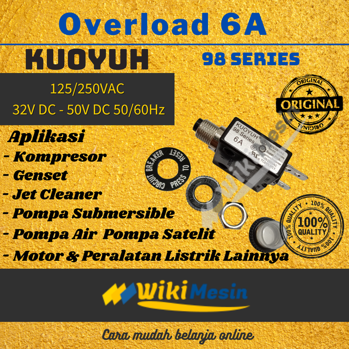 Gambar Overload Thermal Circuit Breaker Kuoyuh 6 Amper 98 Series 6A dari Overload Wikimesin Kab. Tangerang Tokopedia