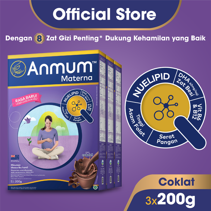 Gambar Anmum Materna Susu Bubuk Cokelat 3 x 200g - Susu Ibu Hamil dari Fonterra Indonesia Kota Bekasi Tokopedia