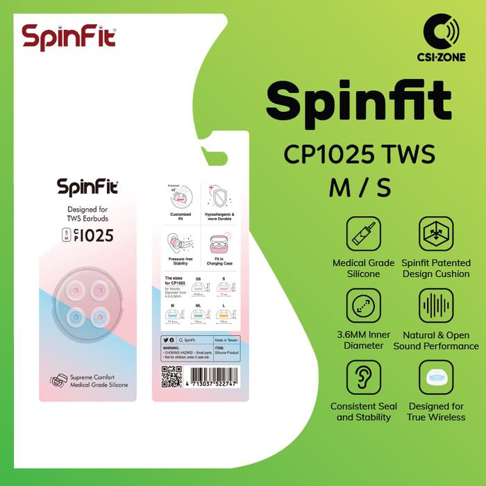 Gambar Spinfit CP1025 True Wireless Earphone Eartips - Ukuran M / S dari CSI-ZONE Kota Administrasi Jakarta Pusat Tokopedia