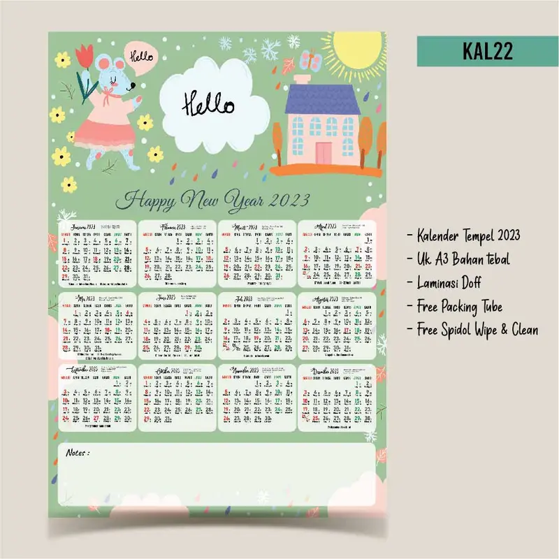 Artomaringi Kalender Dinding 2023 / Kalender Tempel Custom KAL20 2