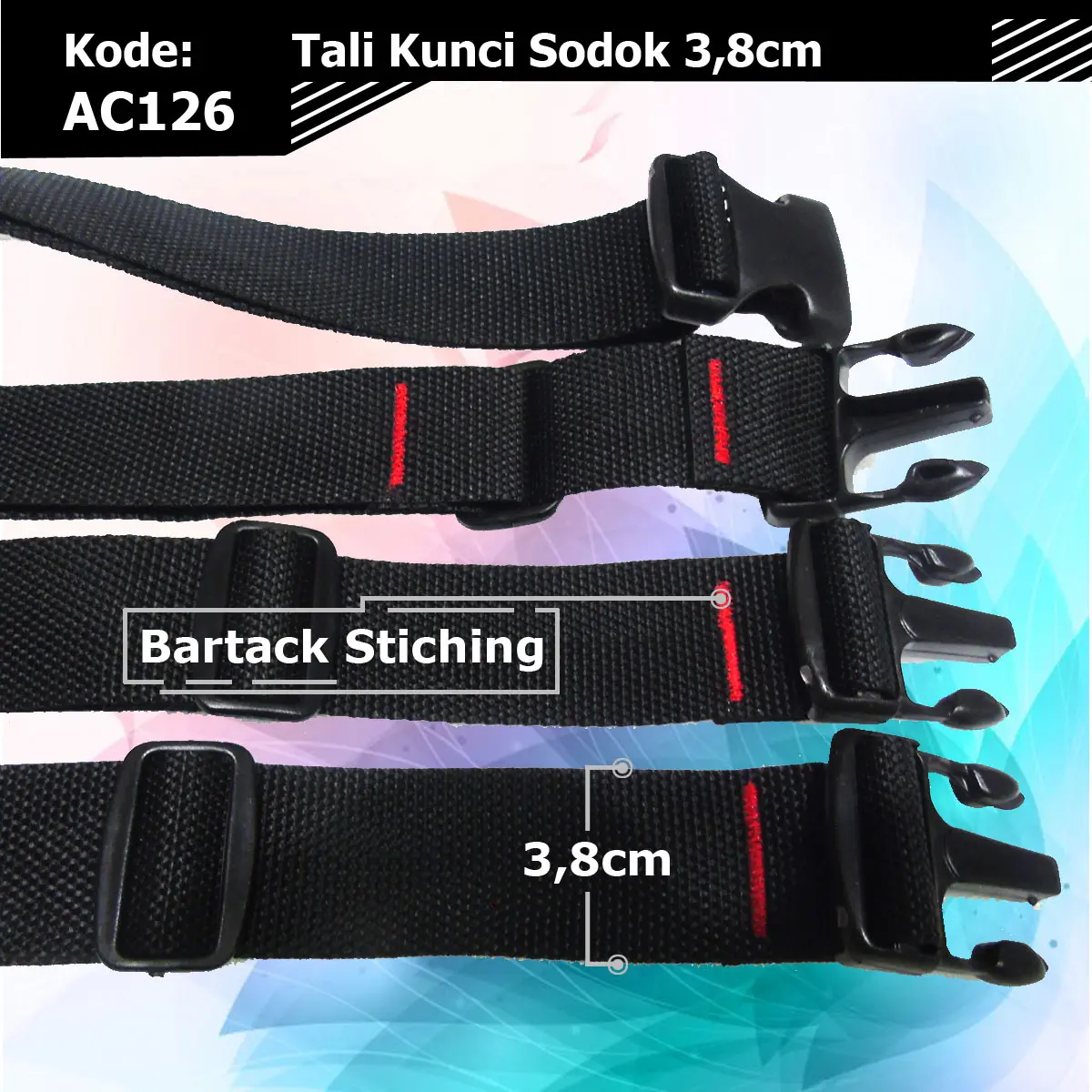 Tali Polyester 3,8cm Kunci Sodok | Tali Waistbag | Tali Motor Tali Tas