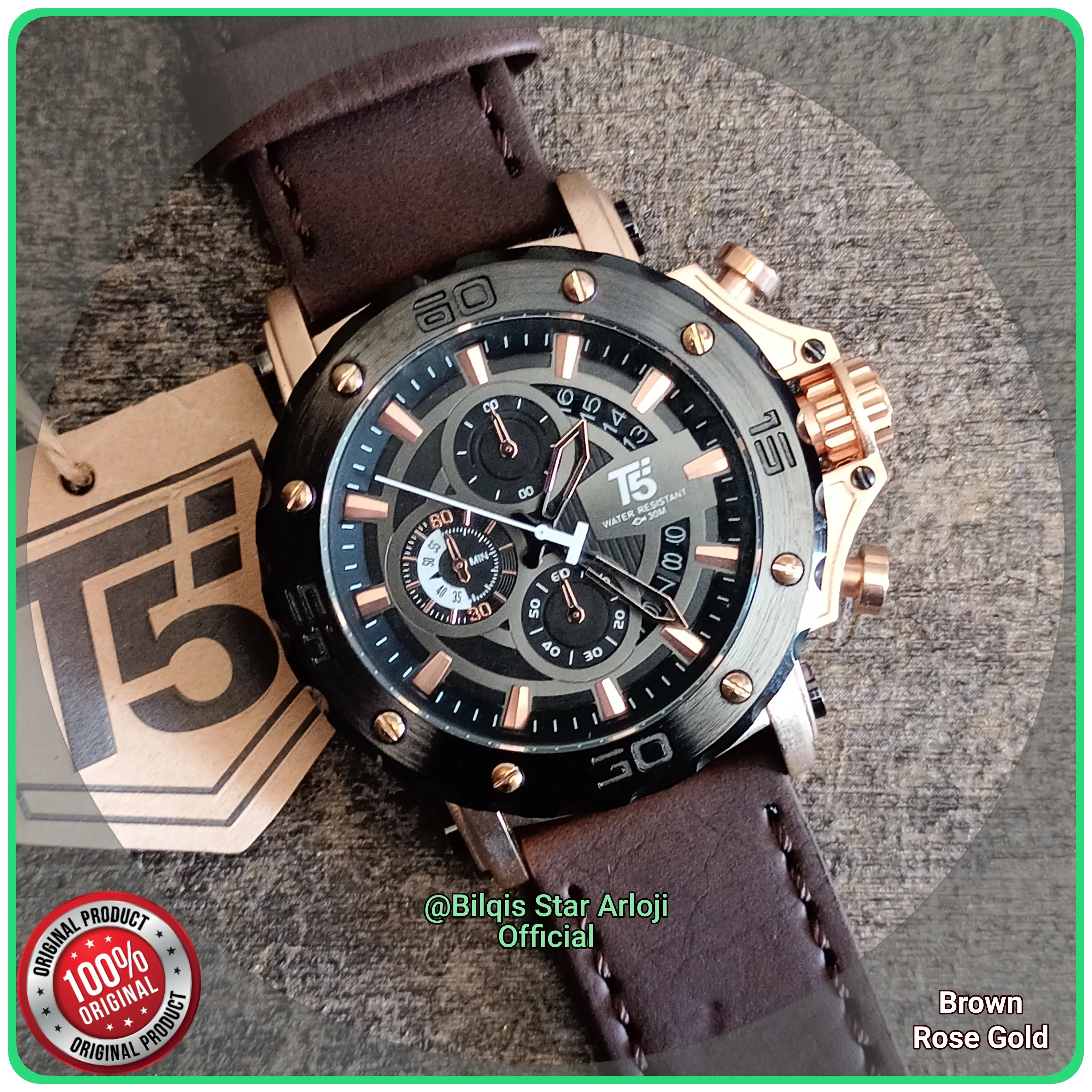 Jam Tangan T5 H3641 Model Ac 9205 Tali Kulit Original 100%