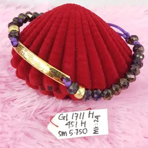 GL1711H451H gelang permata ungu emas kuning plat polos fashion gold 70