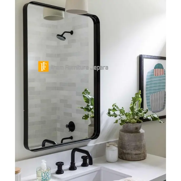 Cermin besi wastafel 40cm x 60cm / Cermin dindng frame besi / Cermin Kamar Mandi