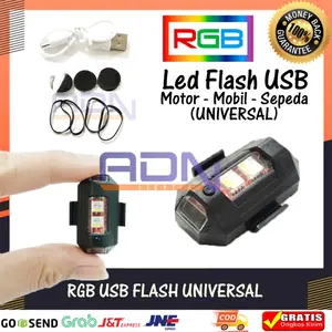 Lampu LED Kedip PESAWAT RGB Strobo 7 Warna USB mobil sepeda motor RGBW