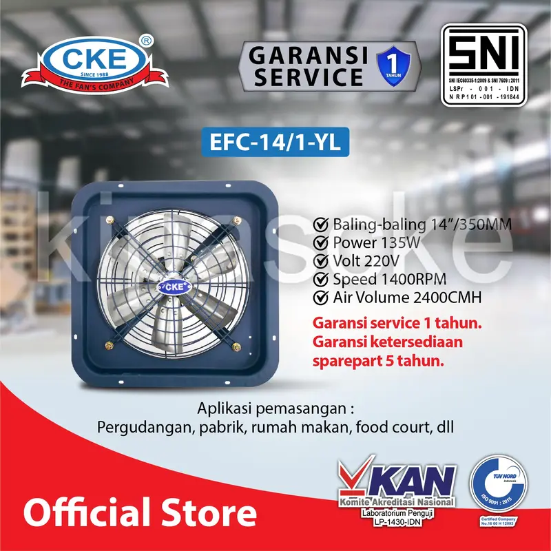 CKE Exhaust Fan EFC 14 Inch Exhaust Dinding Eksos Blower Gedung 0