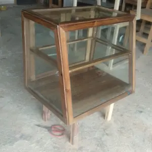 etalase jualan warung food display makanan kayu kaca 55x50x44