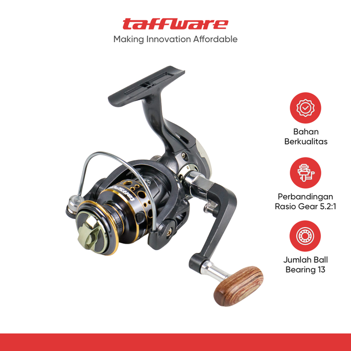 Gambar Reel Pancing TaffSPORT Spinning Fishing 5.2:1 BB 13 - BK2000 dari Taffware Official Store Kota Administrasi Jakarta Barat Tokopedia