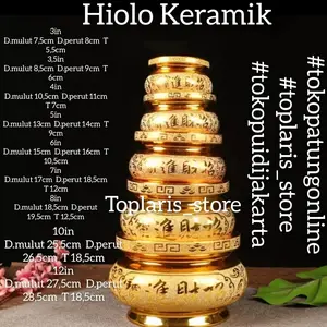 Hiolo Tempat Hio Keramik 6in Emas