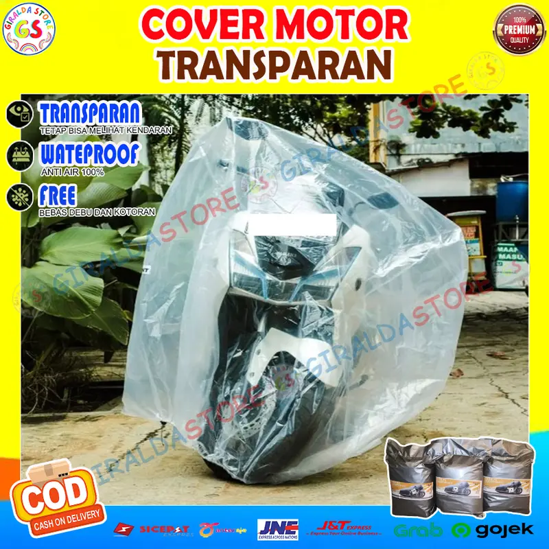 Selimut Cover Sarung Motor Transparan Waterproof Plastik Bening Tebal 1