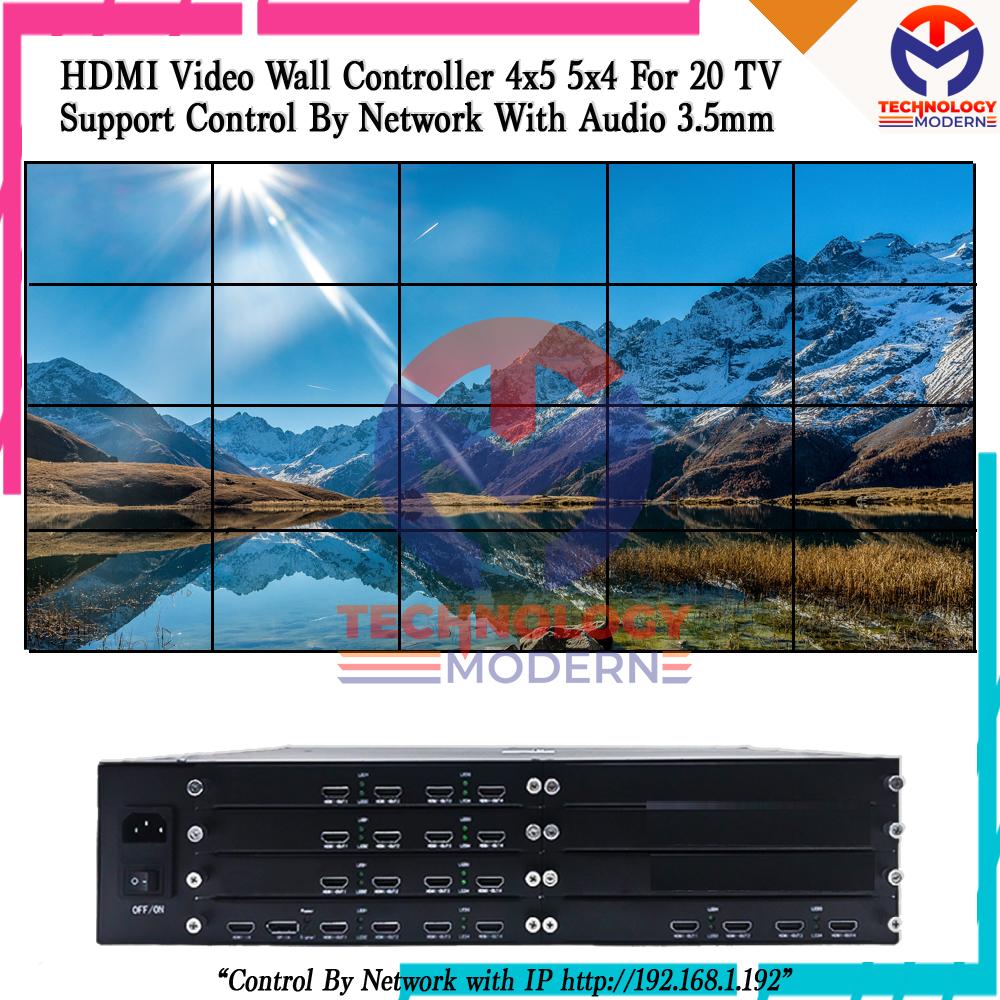 HDMI Video Wall Controller 4x5 5x4 Untuk 20 TV Support Audio 3.5mm 8K