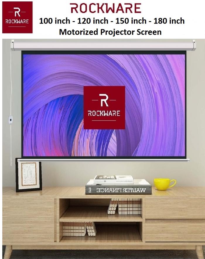 Jual ROCKWARE Layar Proyektor Motorized Gulung Otomatis 100 120 150 180 ...