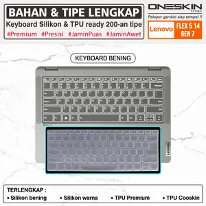 Pelindung Keyboard Protector Cover Kompatibel untuk Lenovo IdeaPad Flex 5 5i-14 14ALC7 14IAU7 Gen 7 Tpu Silikon Bening