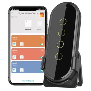 MORE Black Tuya ZigBee Wireless Smart Home Scene Switch 4 Gang 12 Scene Touch Light Switch Remote Control Smart Life App | SKU 2.022.0208 | YKQ004-B