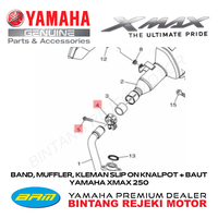 Gambar BAND, MUFFLER, KLEMAN SLIP ON KNALPOT + BAUT YAMAHA XMAX 250 dari Yamaha Bintang Rejeki Motor Kab. Bandung 1 Tokopedia
