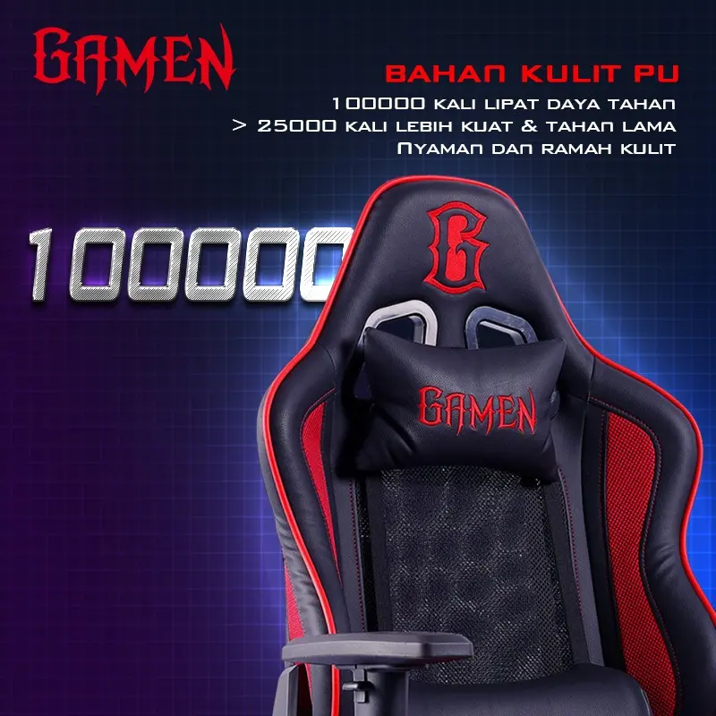 GAMEN AESIR KURSI GAMING CHAIR ERGONOMIS KUALITAS PREMIUM