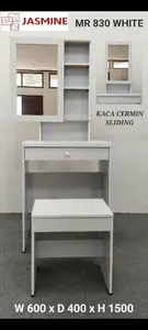 Meja Rias Kaca Sliding 60cm - Kaca Rias Jasmin Include Kursi - Medan