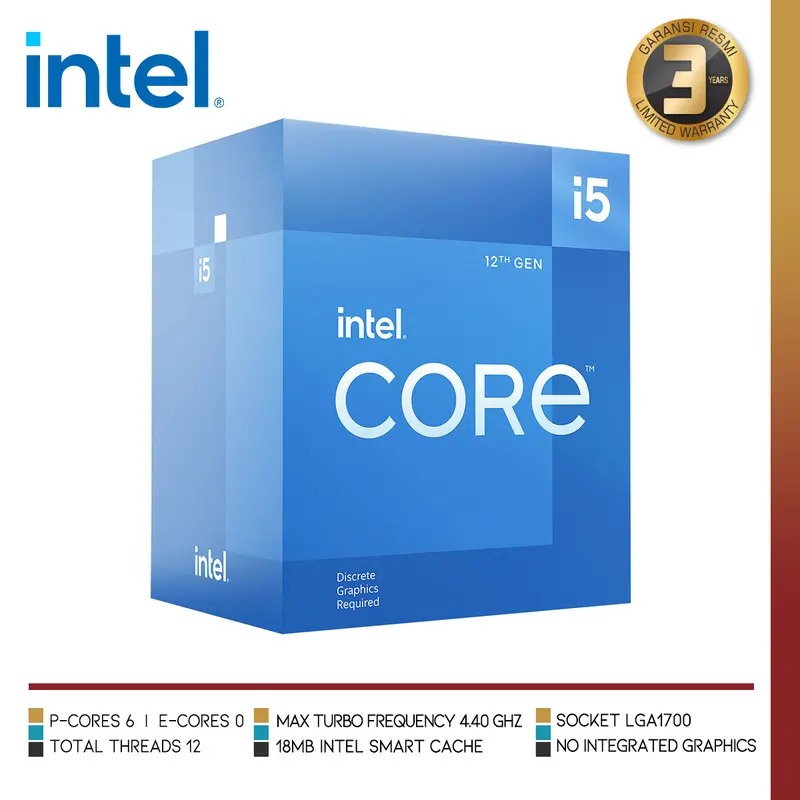 INTEL CORE I5 12400F | Desktop Processor 6 (6P+0E) Cores LGA 1700